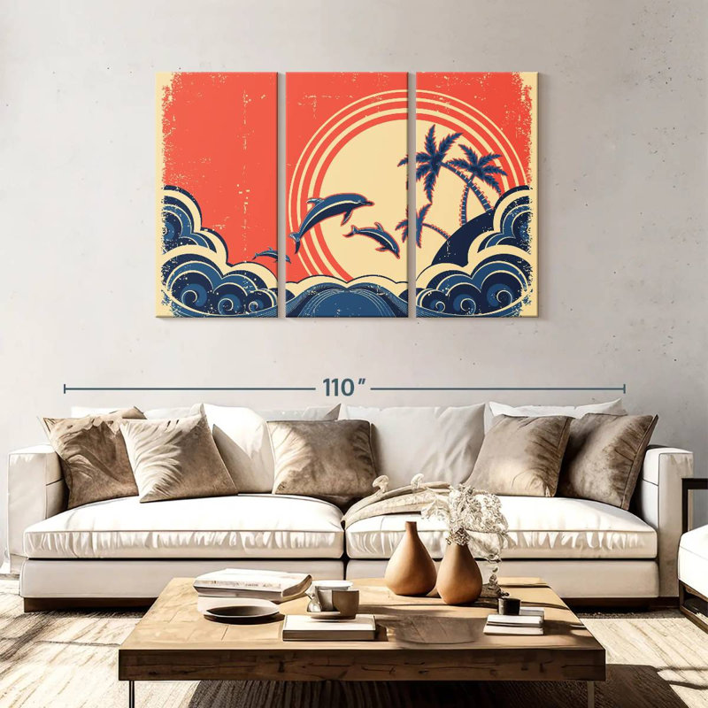Brampt Retro Beach Dolphins, 48" H x 74" W