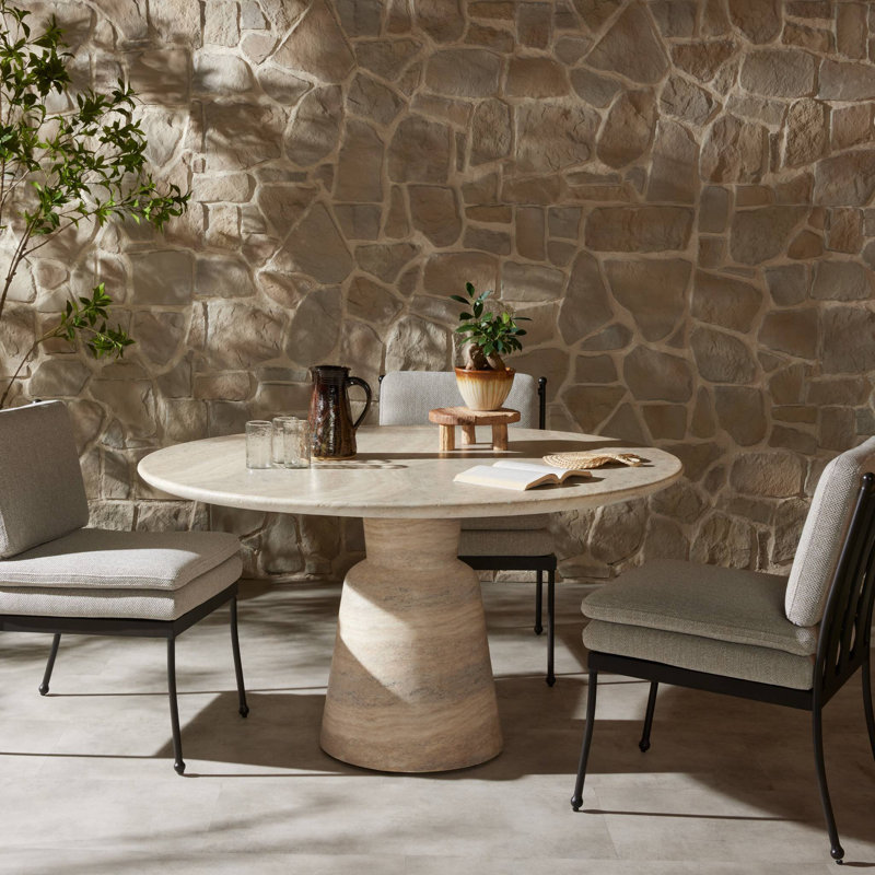 Marsh Outdoor Dining Table-55''-Textured Sandy Grey