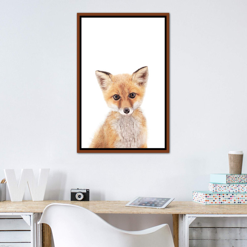 «Baby Fox» par Sissi & Seb - reproduction de photo, H 40 po x l 26 po x P 1,5 po, Pas de tapis, Toile avec cadre brun