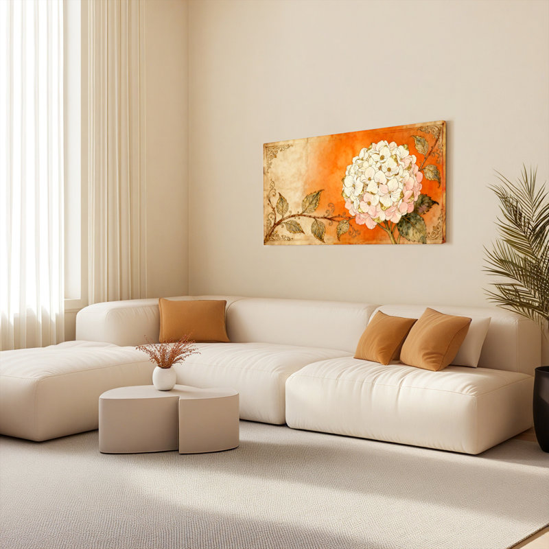 Hydrangea, ensemble de 1 reproduction d'art sur toile tendue, H 24 po x l 48 po