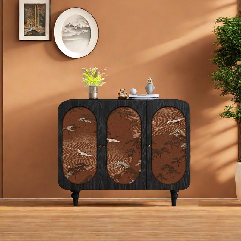 Fine design solid wood large capacity sideboard, Black