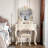 31.5"Light Luxury Compact Solid Wood Vanity Desk with Heart-shaped Mirror