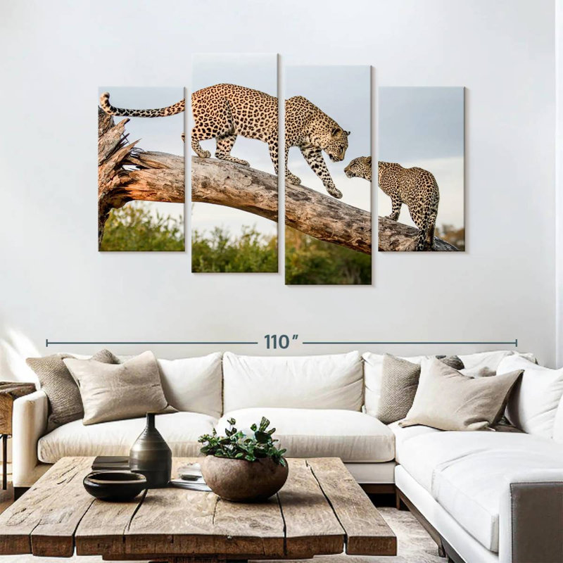 Brampt Mother Leopard And Cub, 54" H x 84" W