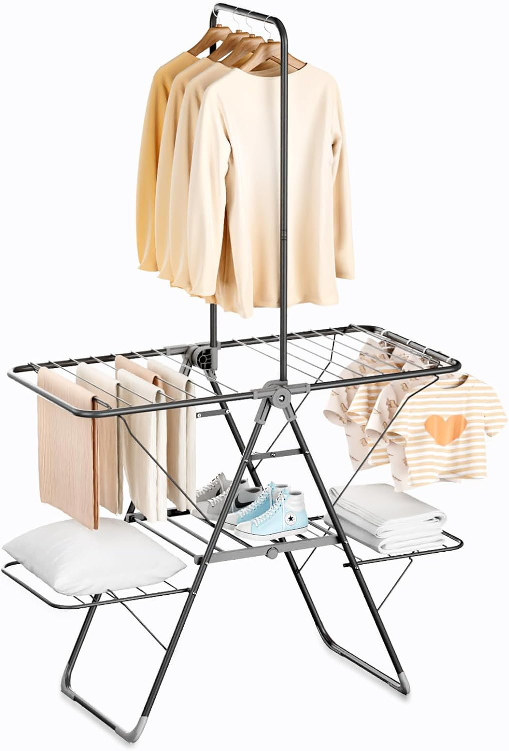 Rebrilliant Clothes Drying Rack Foldable, High Hanger Laundry Drying