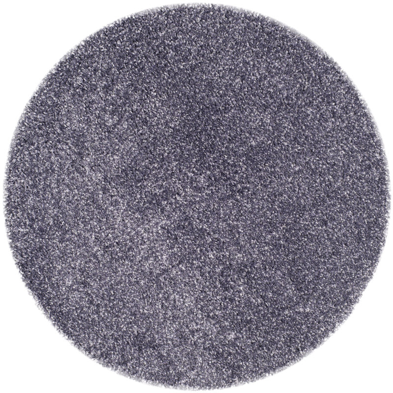 New York Shag Purple Solid Area Rug, Rond 4 pi