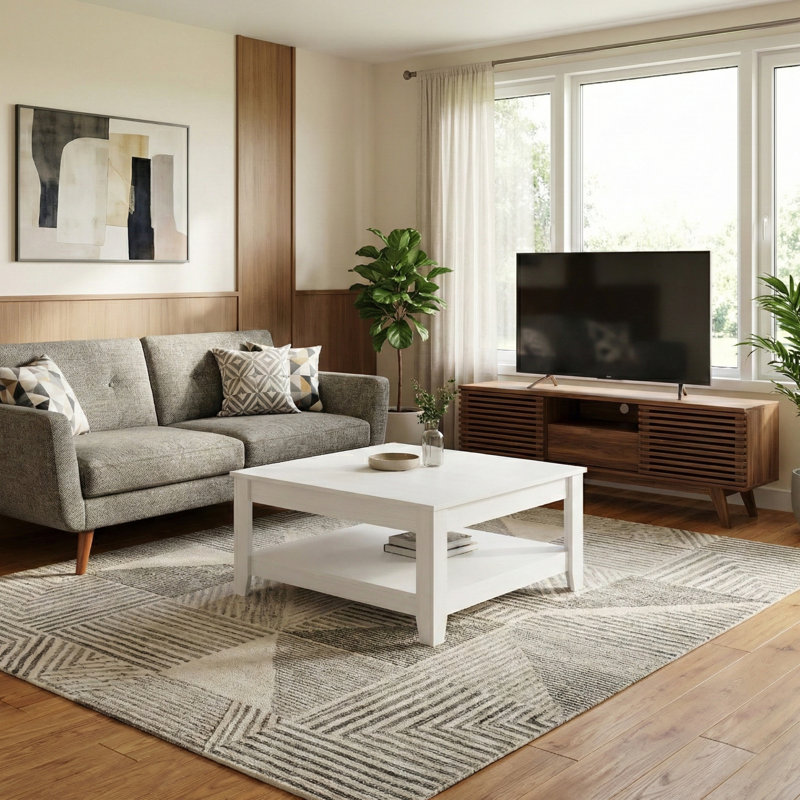 Weddel Basilico Coffee Table with Storage, Blanc pur