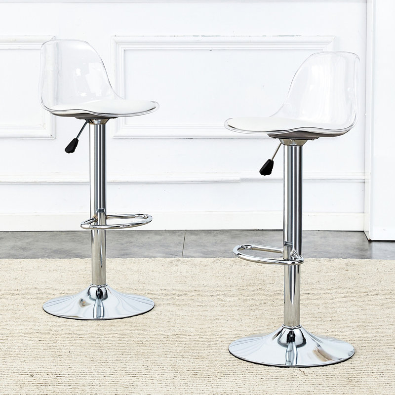Tabourets de bar blancs pivotants et réglables à 360 ° - Sièges en polyuréthane, animal de compagnie de 2 pour les bars, restaurants, réception Facile à installer (2), design moderne pour les restaurants