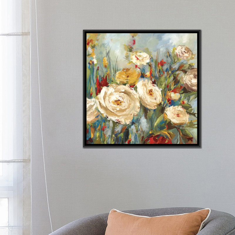 " Calico Fields " by Asia Jensen, 18" H x 18" W x 1.5" D, Black Framed Canvas, No Mat