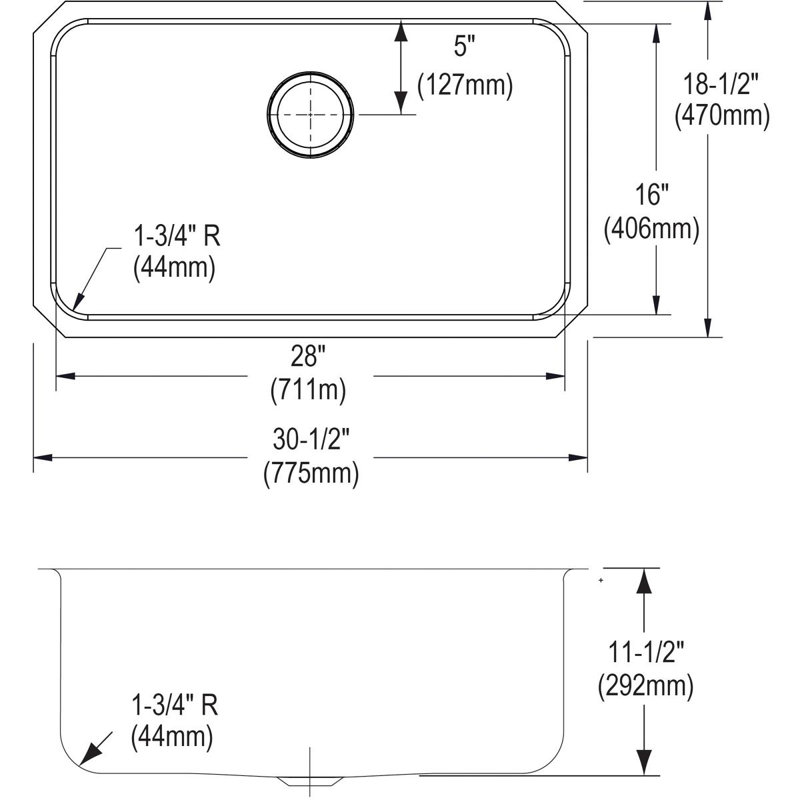 Évier à lessive encastrable L 30,5 po x l 18,5 po Pursuit