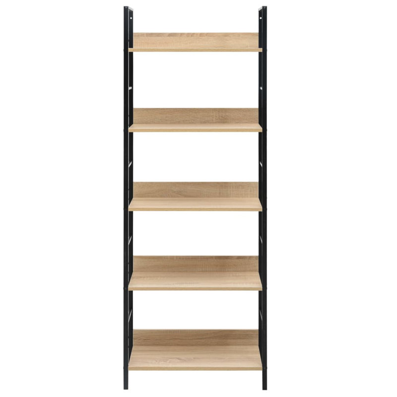Gregory 158.5cm H x 27.6cm W Standard Bookcase, Oak, Black