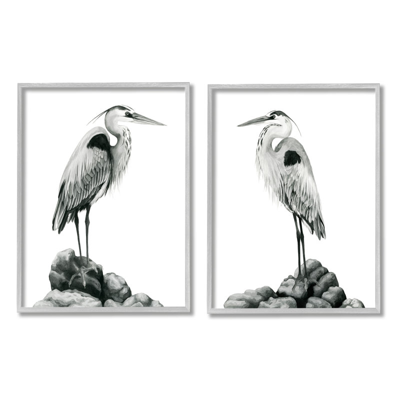 «Great Herons», ensemble de 2 impressions sur bois, Estampe numérique Farmhouse, H 20 po x l 16 po x P 1,5 po