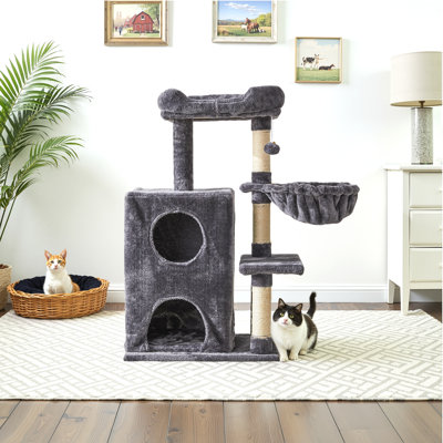 Tour d'arbre à chat à plusieurs niveaux avec condos, hamac et poteaux à griffer - Mobilier de chat robuste pour grands chats
