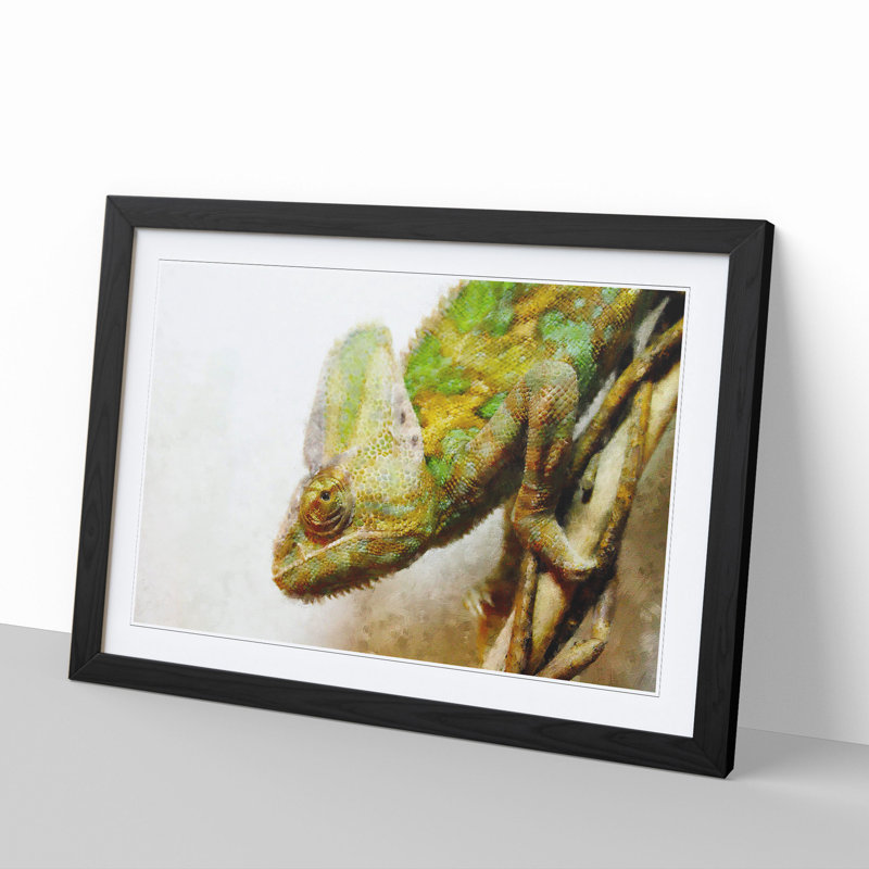 Chameleon Lizard Vol.3 - Framed Print, 48cm H x 65cm W x 2cm D, Black Framed