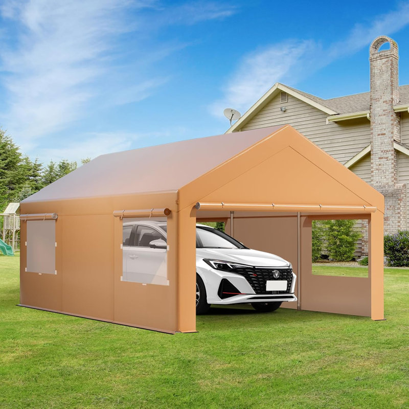 Pavillon en métal, L 9 pi 10 po x P 19 pi 8 po, Brun