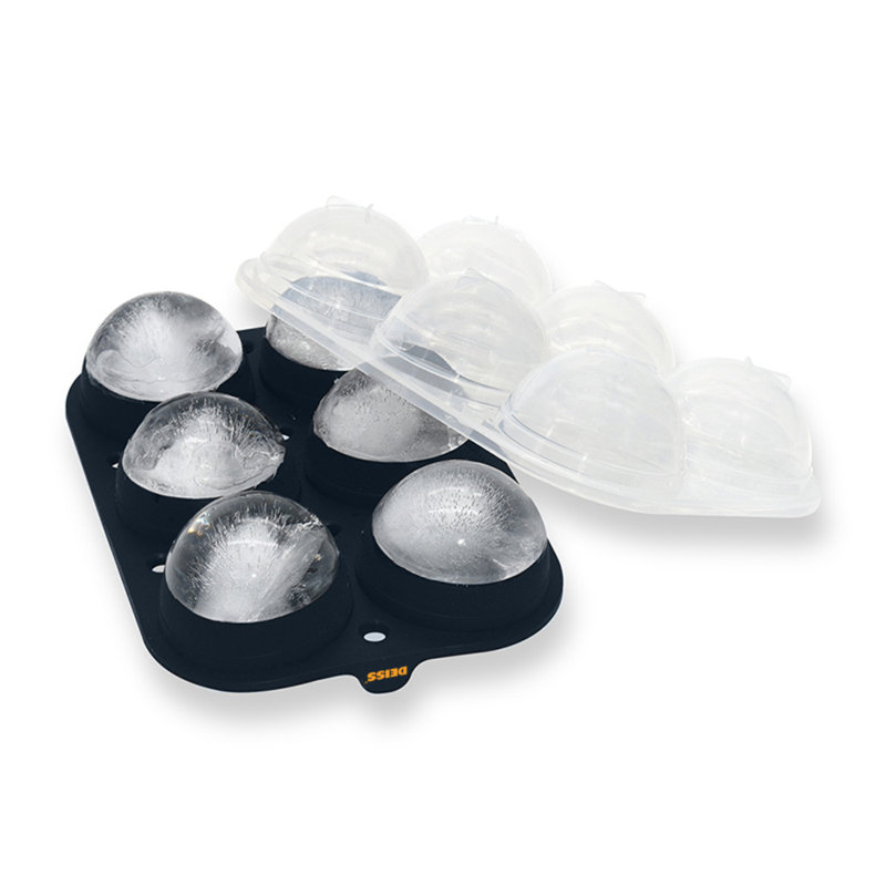 Deiss Pro Whiskey Ice Ball Maker Mold & Plastic Funnel - 6 Large 2.5 Inch Ice Spheres in Round Mold