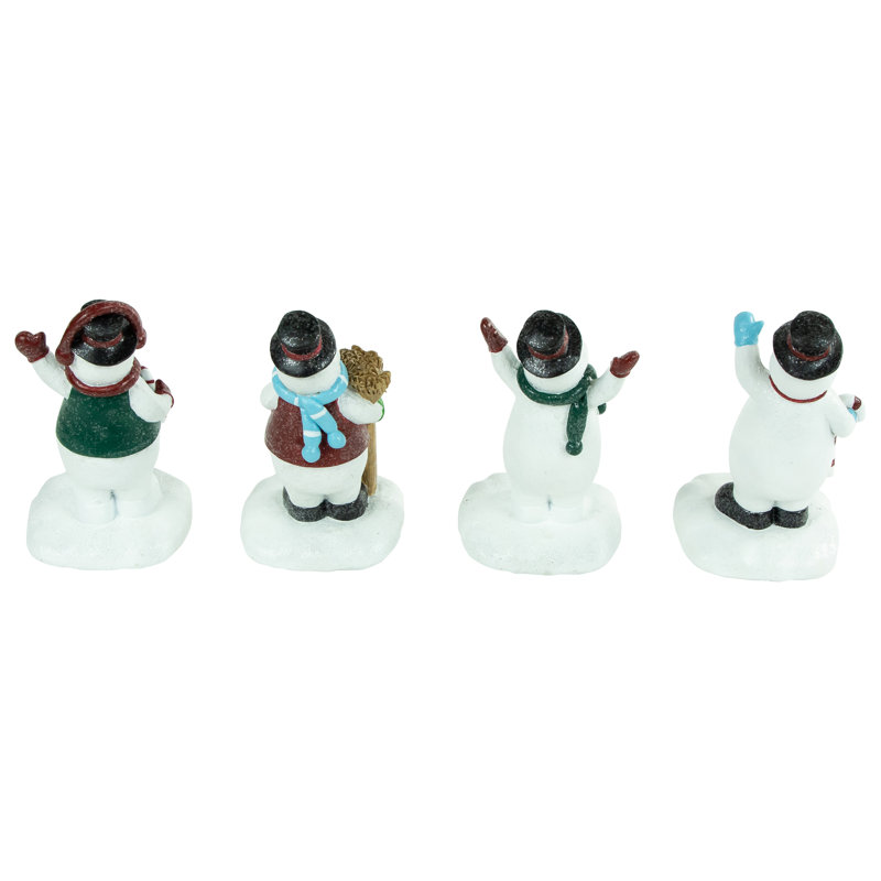 Set Of 4 Glittered Snowman Christmas Stocking Holders 6.75"