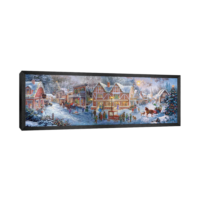 Getting Ready For Christmas by Nicky Boehme - Panoramic Painting on Canvas, 121.92 cm H x 40.64 cm W, Black Framed