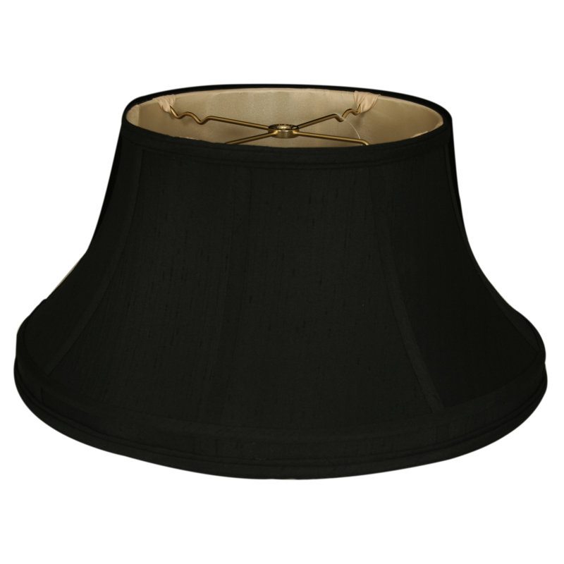 Abat-jour cloche en soie/chantoung (araignée), Noir / or, H 8 po x l 15 po x P 15 po