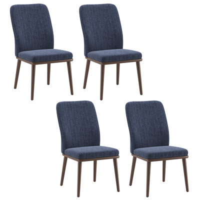 Chaises de salle à manger rembourrées modernes, chaises de salle à manger à dossier haut en tissu avec siège rembourré et pieds en bois massif, chaises d'appoint de cuisine sans accoudoirs pour café-restaurant maison