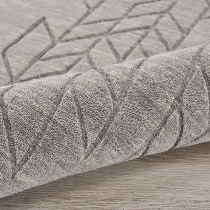 Mihira Geometric Wool Hand Woven Area Rug, Rectangle 61 x 91cm