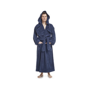 Cotton Terry Cloth Boy / Man+ Ankle Bathrobe with Pockets and Hood