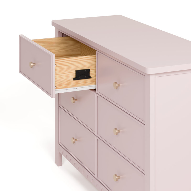 Commode double 6 tiroirs Sasha, Rose