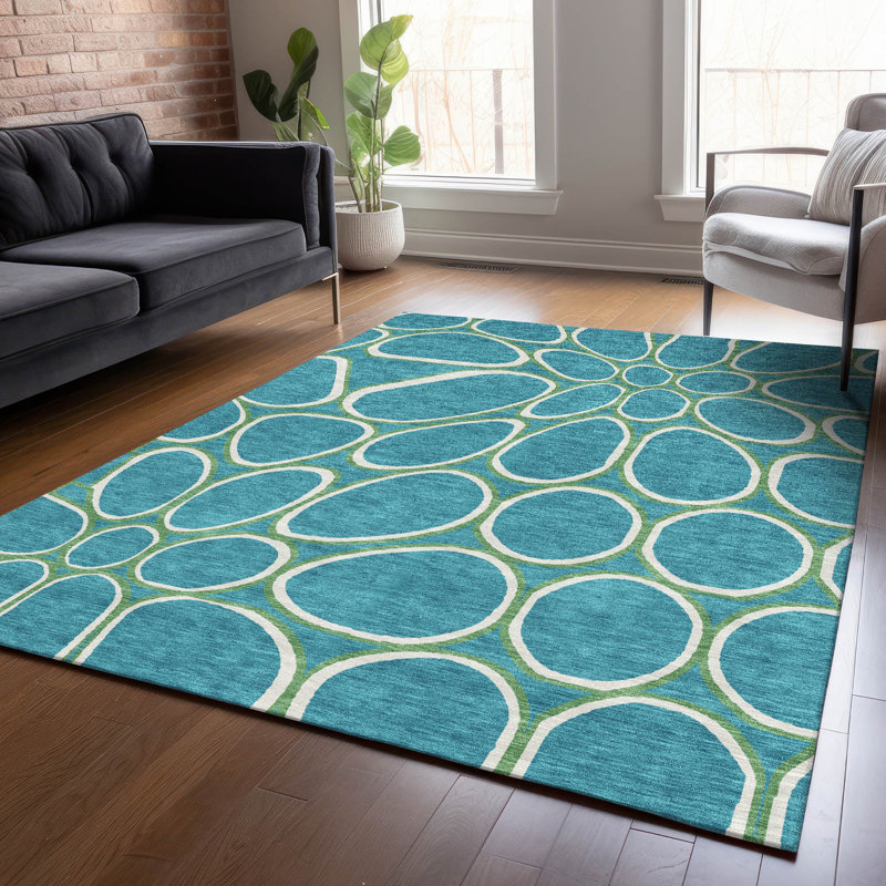 Tapis bleu sarcelle lavable intérieur / extérieur Elantra , 8' x 10'