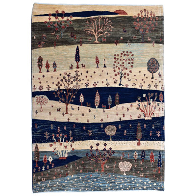 Landscape Gabbeh One-of-a-Kind 6'2" X 9'1" New Age Wool Area Rug in