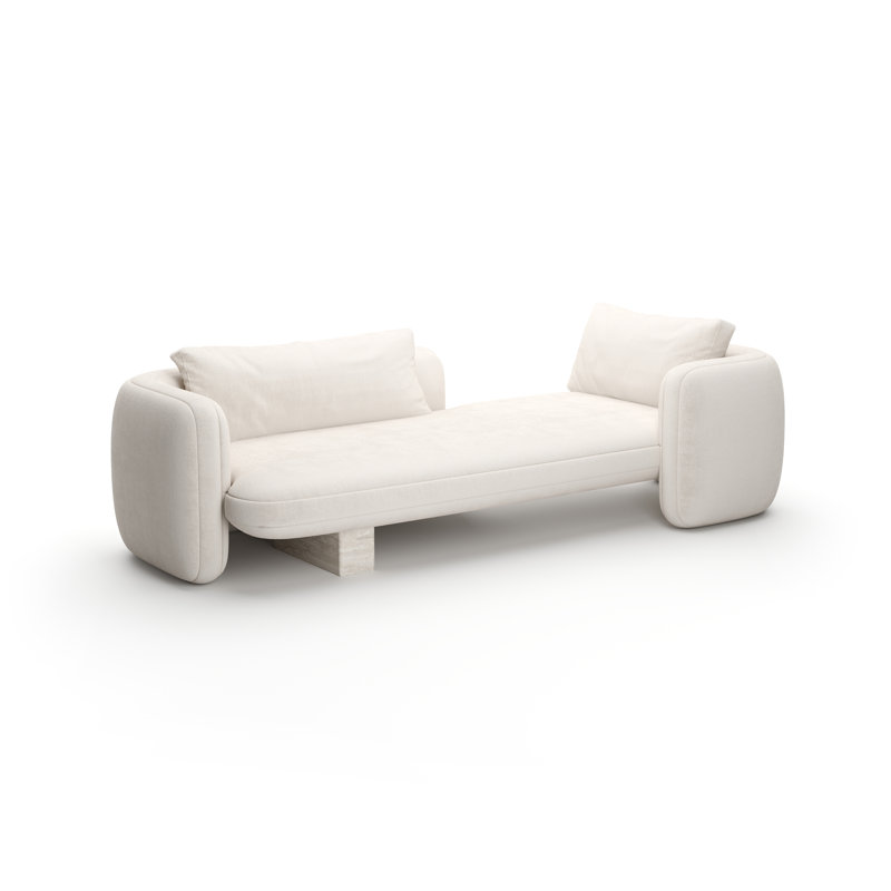 Overlap Velvet Chaise Lounge, White, White