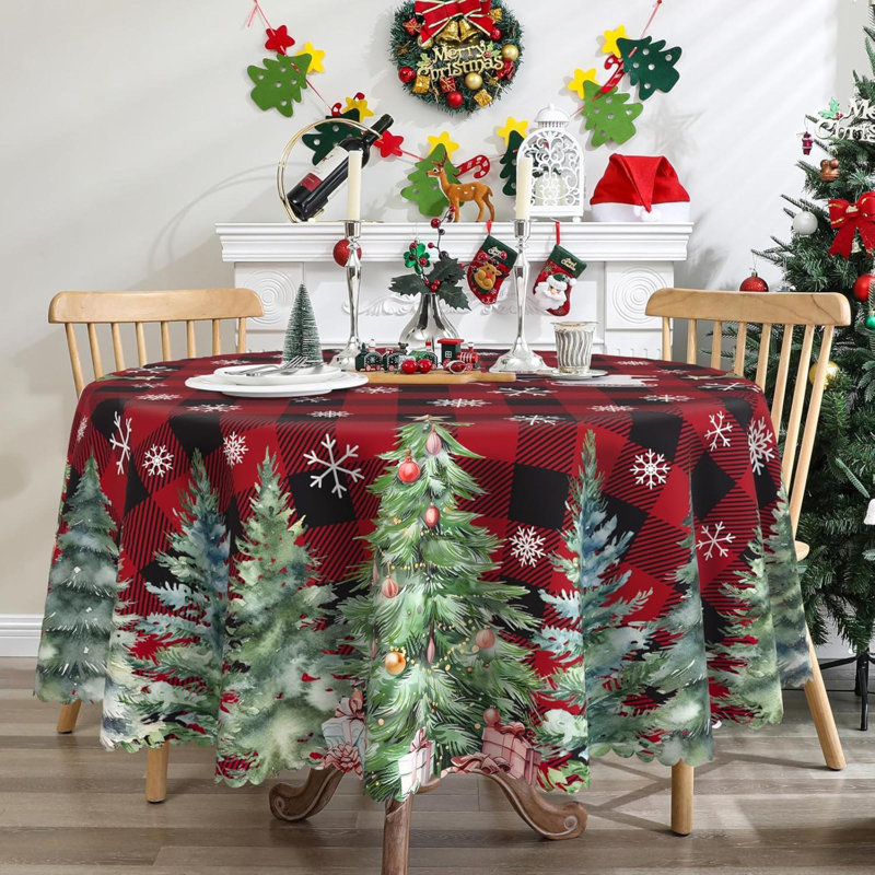 Christmas Tablecloth 60X120 Inches - Farmhouse Red Plaid Christmas Party Decorations For Home - Christmas Table Cloth For Rectangle Table Xmas Holiday Christmas Decor For Kitchen