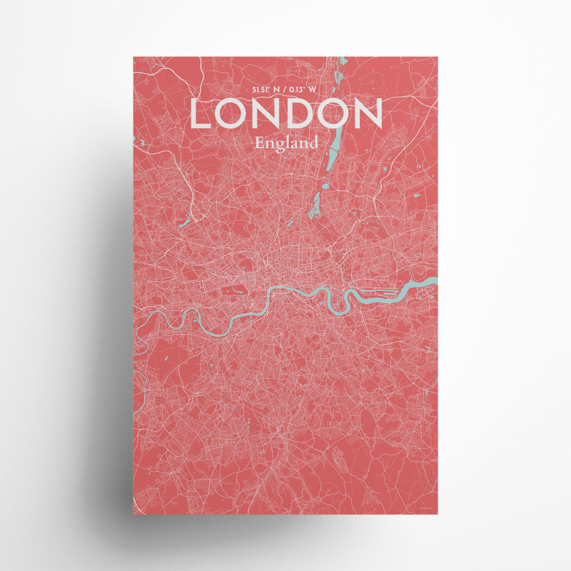 London City Map In Maritime - No Frame Print, 36cm H x 24cm W x 0.05cm D