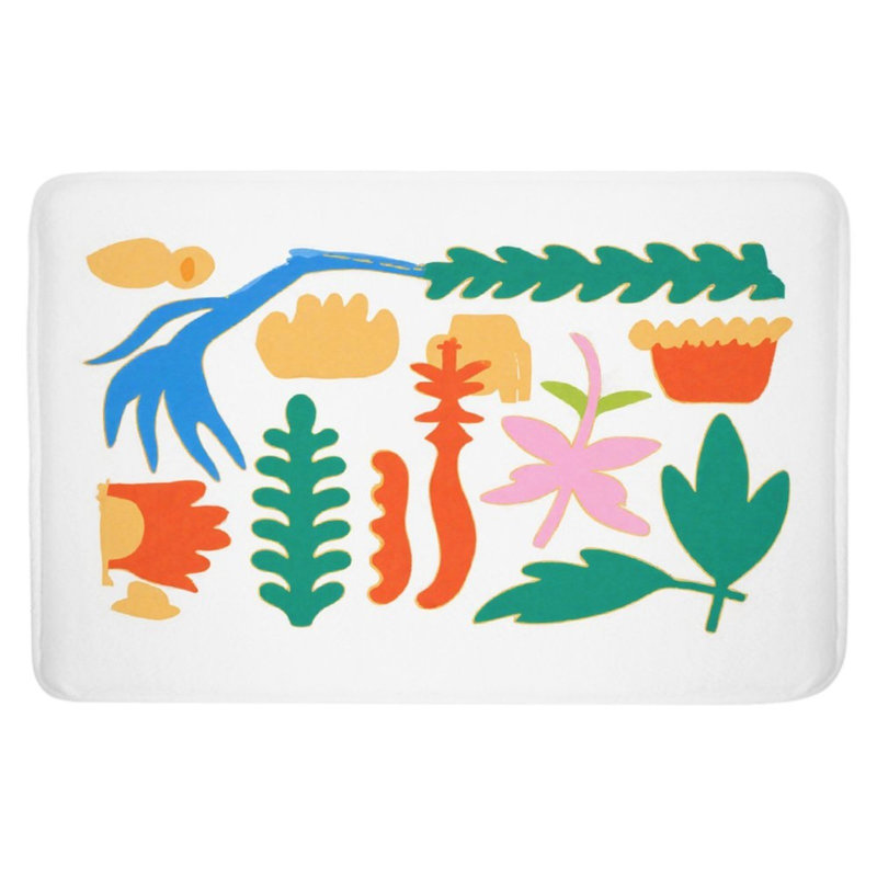 Chic Abstract Plant Design Bath Rug, 16 X 24