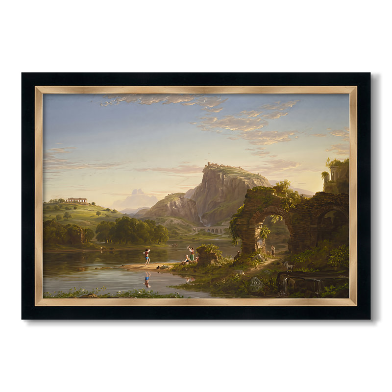 L'Allegro, 1845 - Thomas Cole - Toile encadrée sur mesure, 25X35, Non, Tuxedo Gold Edge