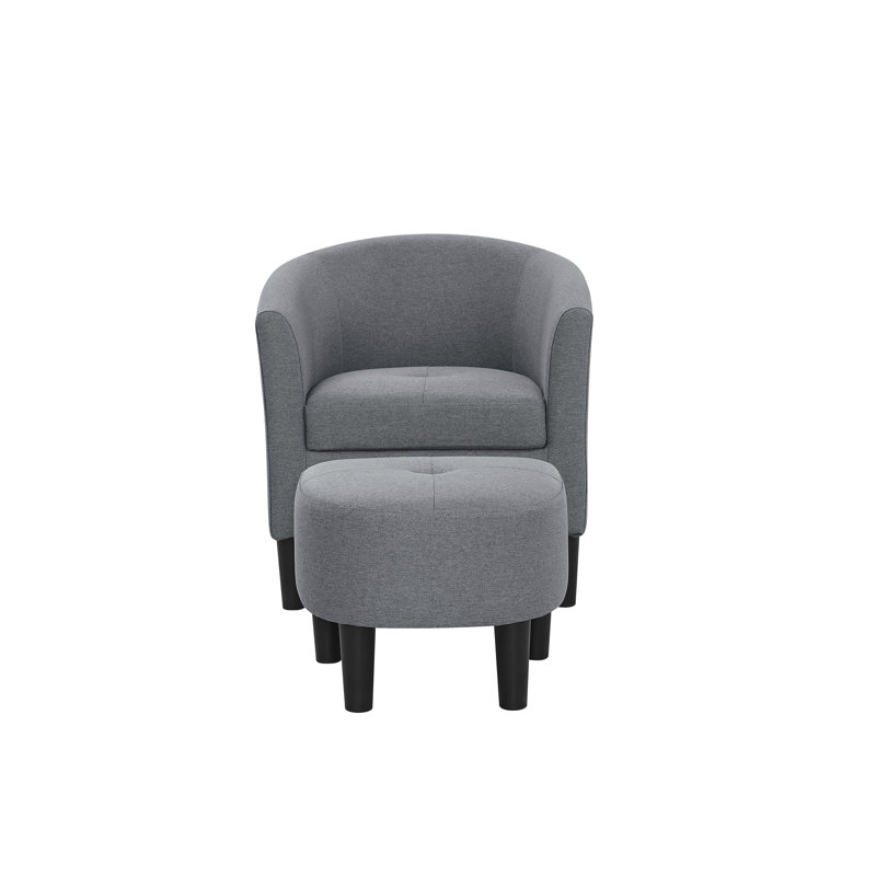 Fauteuil demi-tonneau de 25,5 po en polyester avec repose-pieds