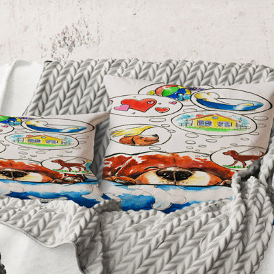 Square, Dog Dreams - Coussin décoratif pour enfants