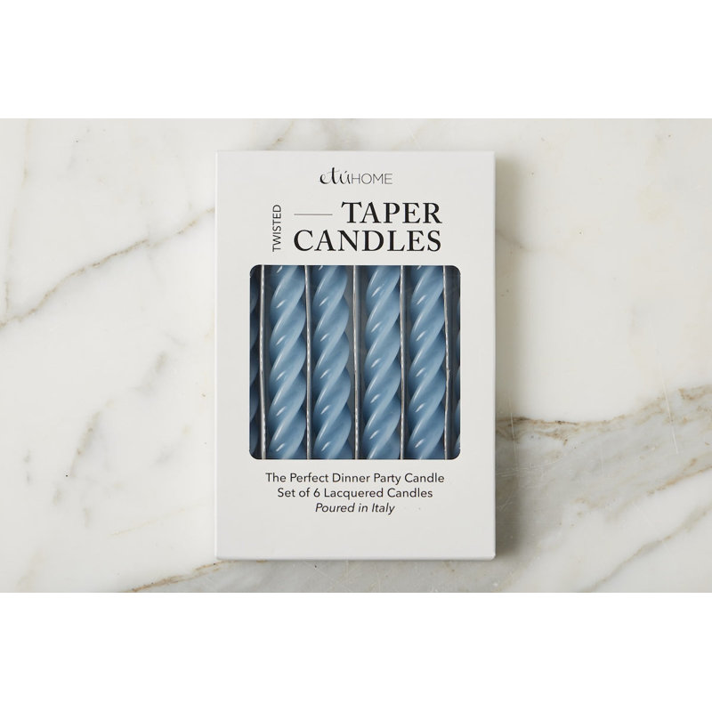 Lacquered Twisted Taper Candles, Denim