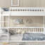 Lit superposé simple au-dessus de grand lit simple avec échelle et garde-corps, sécuritaire et durable pour un usage familial, aucun sommier requis-590980286-590980285