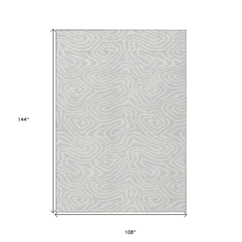 Tapis extérieur lavable abstrait argenté 9 pi x 12 pi