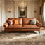 Canapé modulaire orange en cuir véritable-129490924
