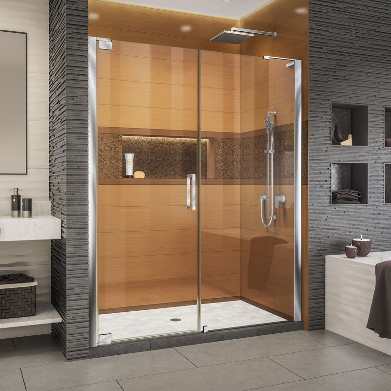 DreamLine Elegance-LS 56 3/4 - 58 3/4 inch W x 72 inch H Frameless Pivot Shower Door in Chrome, Chrome, 58.75"