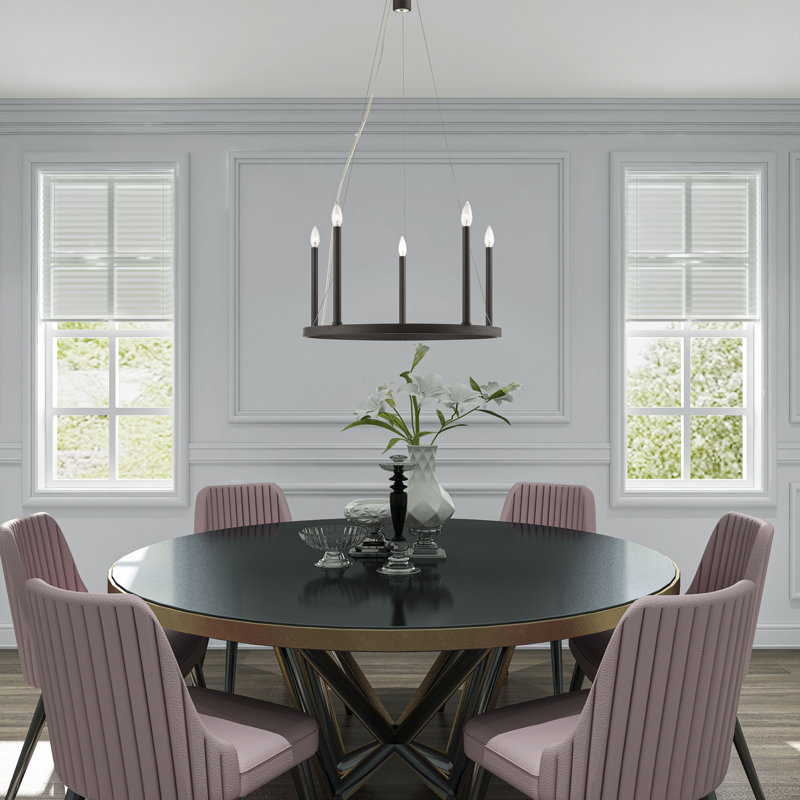 Gus 6 - Light Dimmable Wagon Wheel Chandelier, Bronze