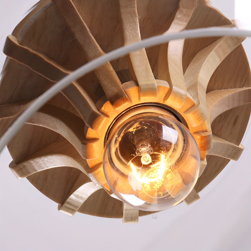 Luminaire suspendu en bois massif Farmhouse Industrial