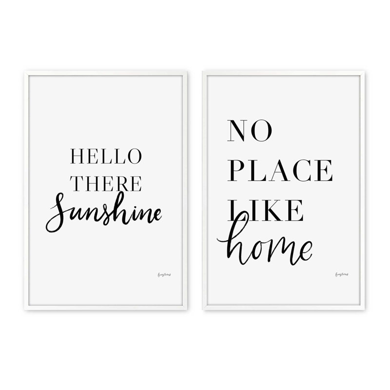 Ensemble de 2 mots simples "2", H 37 po x l 37 po, Cadre opaque blanc
