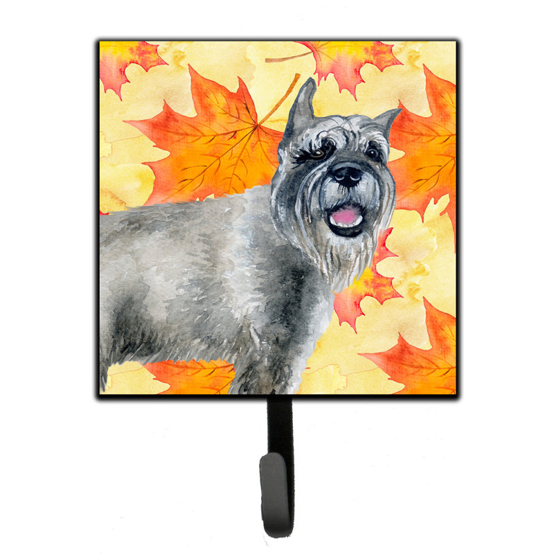 Eliane Metal Wall Organizer with Key Hooks, Brown/Salmon/Blue, Schnauzer