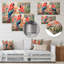 Fleurs tropicales roses et bleues, art mural perroquet en métal-896863625