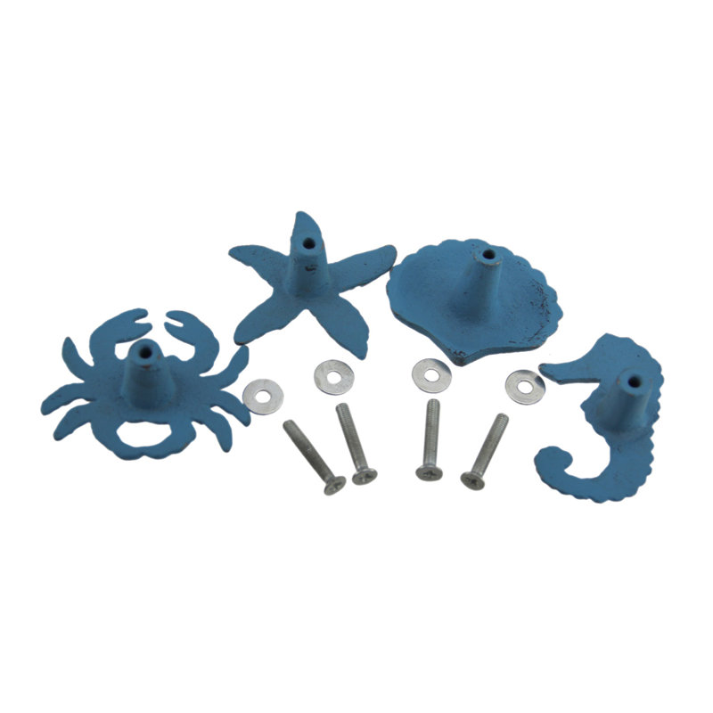Sea Life Cast Iron 4 Piece Novelty Pull Set