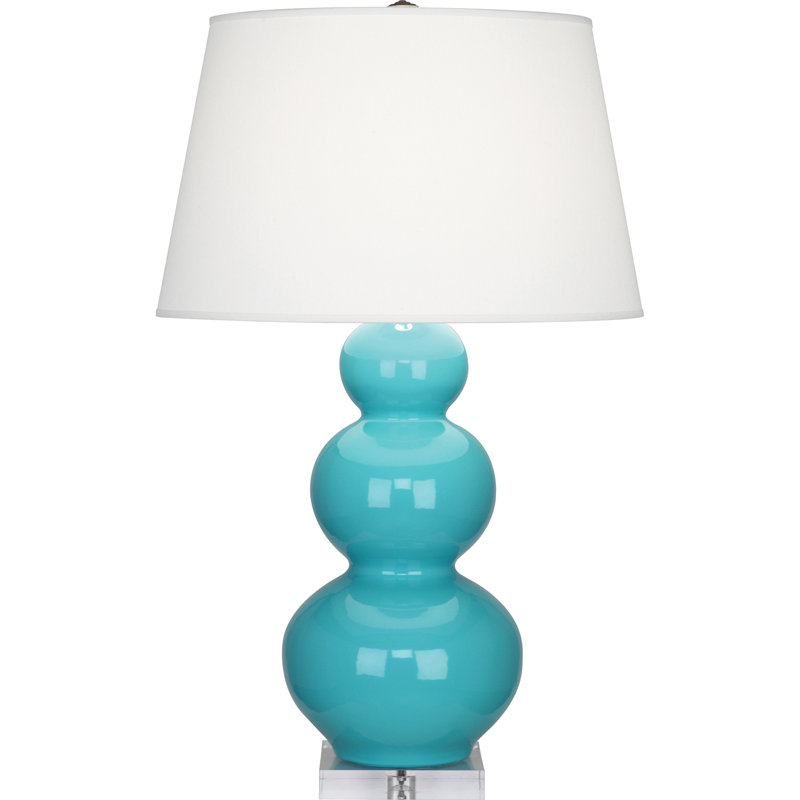 Lampe de table triple gourde, Lucite, H 33 po x l 20 po x P 20 po, Bleu crème