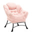 Moderne, rose, chaise de lecture avec, confortable, stable, poche de rangement latérale en coton PP, décoration de salon