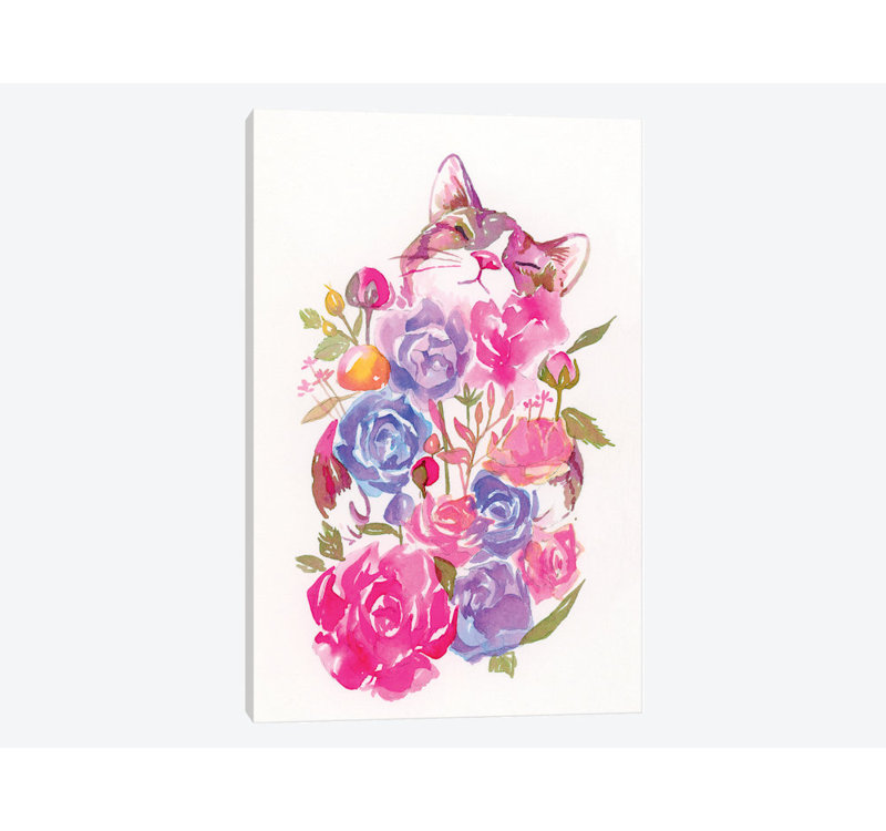 « floral », impression sur toile tendue, H 18 po x l 12 po x P 1,5 po, Toile tendue, Pas de tapis