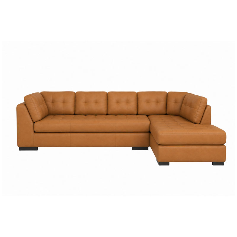 Canapé modulaire en cuir véritable de 126 po de large Rameek, Orienté vers le côté droit, White